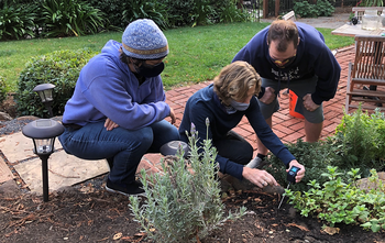 Marin Master Gardener Garden Walker Pam Polite Fisco works with homeowners to measure moisture in their garden. Photo: Dennis Fisco