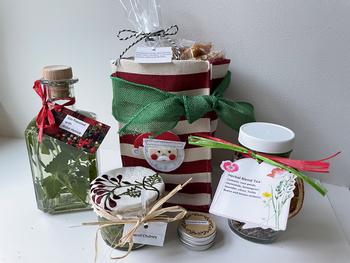 Gifts made from the herb harvest are ready to delight recipients this holiday season. Photo: Anne-Marie Walker
