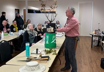 Rod Kerr teaches the art and science of  pruning to the Marin Master Gardener training class. Photo: Melissa Bridgeman