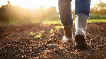 Walking wet soil - ai generated
